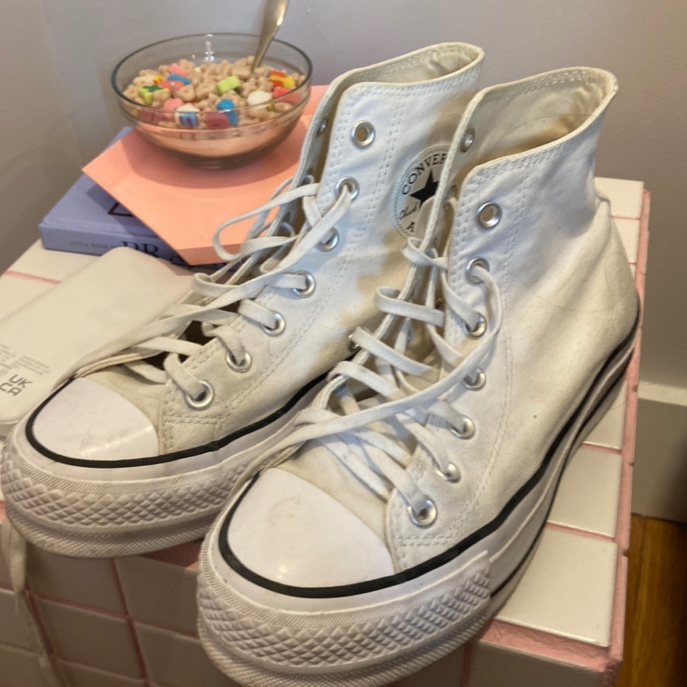 White Platform Hightop Converse